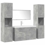 Cumpara ieftin Set mobilier de baie, 5 piese, gri beton, lemn prelucrat