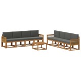 vidaXL Set de canapele de exterior 9 pcs Natural și Antracit Poliester 3385098