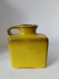 Vaza ceramica vintage, Germany 6754, model dreptunghiular, deosebit, Mid-Century Modern Design, 15cm inaltime