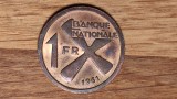 Cumpara ieftin Katanga - moneda de colectie exotica - 1 franc 1961 - luciu de batere - superba!, Africa