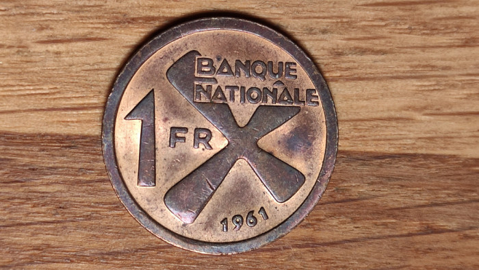 Katanga - moneda de colectie exotica - 1 franc 1961 - luciu de batere - superba!