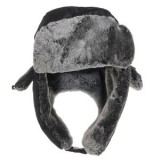 Căciulă Trapper cu Blană Artificială și Clips, Neagră/Gri, pentru Bărbați, CMCLASS