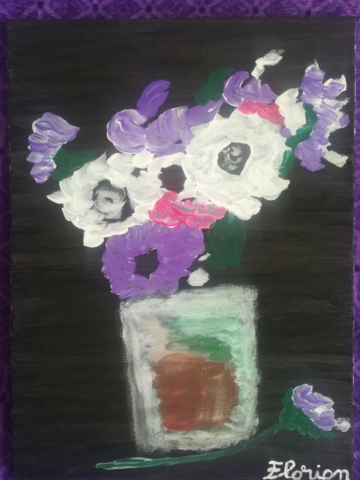 TABLOU PE PANZA CU SASIU NOU 30X40 CM VAS CU FLORI PRET DOAR 20 LEI