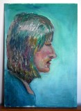 Portretul artistului la tinerete - pictura originala ulei pe carton 35x50cm