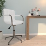 vidaXL Scaun de birou pivotant, alb, piele ecologică