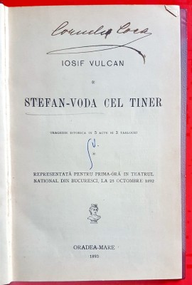G492-I- Editie veche I. Vulcan-Prima Editie-STEFAN VODA CEL TINER-1893-Teatru-Tragedie- Oradea Mare- In 5 acte si 3 Tablouri. foto