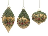 Set 6 globuri brad Craciun sticla multicolora Mistletoe 7x7x11h; 8x8x9,2h; 6,5x6,5x13,5h