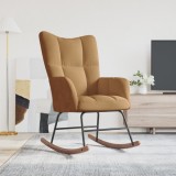 Scaun Balansoar Gossi Maro Catifea, Cadru Otel &amp; Lemn, Confortabil, Design Modern, Living