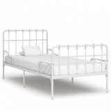 Cadru de pat cu baza din sipci, alb, 90 x 200 cm, metal GartenMobel Dekor, vidaXL