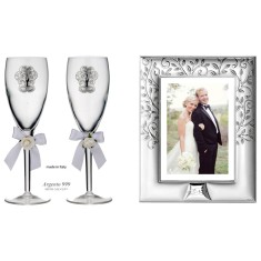 Set Pahare Argint Miri Pomul Vietii + Rama Foto 13&amp;amp;#215;18 cm COD: 4168 foto