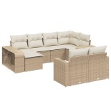 Cumpara ieftin Set canapele de gradina cu perne, 10 piese, bej, poliratan