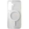 Husa spate transparent cu alb, magnet, colturi intarite, TPU cu plastic, pentru Samsung Galaxy S24 5G