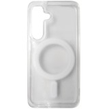 Husa spate transparent cu alb, magnet, colturi intarite, TPU cu plastic, pentru Samsung Galaxy S24 5G