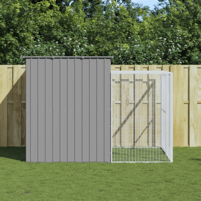 vidaXL Cușcă de c&acirc;ine &amp; țarc gri deschis 214x253x181cm oțel galvanizat