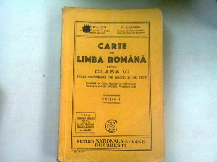 CARTE DE LIMBA ROMANA PENTRU CLASA VI - I.I. BUJOR