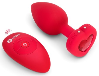 Dop Anal 15 Moduri Vibratii, 6 Viteze, Silicon, USB, Rosu, 10.5 cm B-Vibe foto