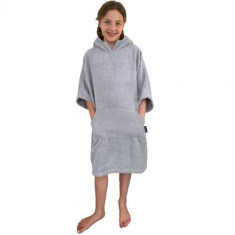 Poncho de baie pentru copii Homelevel, 6-9 ani, Gri, Bumbac organic, 54880.25.42