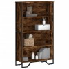 Biblioteca Gossi Stejar Fumuriu 80x31x137.5 cm Lemn prelucrat cu 4 Compartimente Deschise si Picioare Metalice