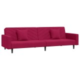 Cumpara ieftin Canapea extensibila cu 2 locuri, 2 perne, rosu vin, catifea