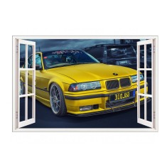 Sticker decorativ, Ferestra 3D, Masina, 80 cm, 1010STK
