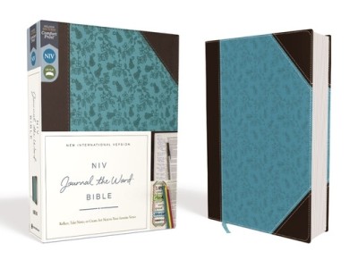 NIV, Journal the Word Bible, Imitation Leather, Brown/Blue, Red Letter Edition, Comfort Print: Reflect, Take Notes, or Create Art Next to Your Favorit foto