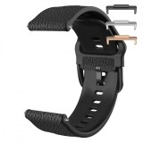 Curea hibrid silicon-piele, compatibila Huawei Watch Fit 2, cu adaptor dedicat, Iron Black