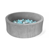 Piscina uscata pentru copii cu bile O90cm gri, loc de joaca din spuma pentru camera copilului