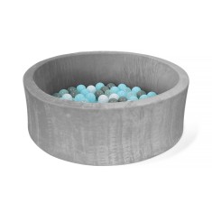 Piscina uscata pentru copii cu bile O90cm gri, loc de joaca din spuma pentru camera copilului