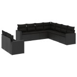 Cumpara ieftin Set mobilier de gradina cu perne, 9 piese, negru, poliratan