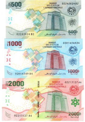 Statele Africii Centrale Set 500-1000-2000 Franci 2020-22 P-W700-2 Hibrid UNC foto