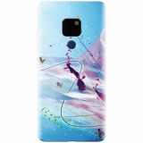 Husa silicon pentru Huawei Mate 20, Artistic Paint Splash Purple Butterflies