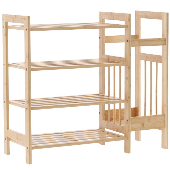 Pantofar din bambus cu 4 rafturi, suport de umbrele, 74x28x66cm, natur Household NewTrend
