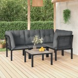 VidaXL Set mobilier de grădină, 5 piese, negru/gri, poliratan 3187752