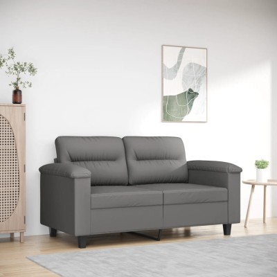 vidaXL Canapea cu 2 locuri, gri &amp;icirc;nchis, 120 cm, țesătură microfibră foto