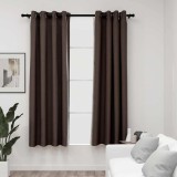 vidaXL Perdele opace aspect p&acirc;nză ocheți 2 buc. gri taupe 140x175 cm 321200