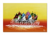 Cumpara ieftin Tablou abstract pictat manual, Cursa ciclista 3, 90x60cm ulei pe panza, gata de expus pe perete