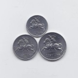 C10 Lituania set 1,2,5 cents 1991 UNC