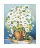 Cumpara ieftin Tablou pictat manual, Puritate, vaza cu margarete, 50x40cm pictura ulei pe panza, gata de agatat pe perete