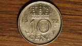 Olanda - moneda de colectie - 10 cent / cents 1972 - Juliana - mintmark cocos - superba !