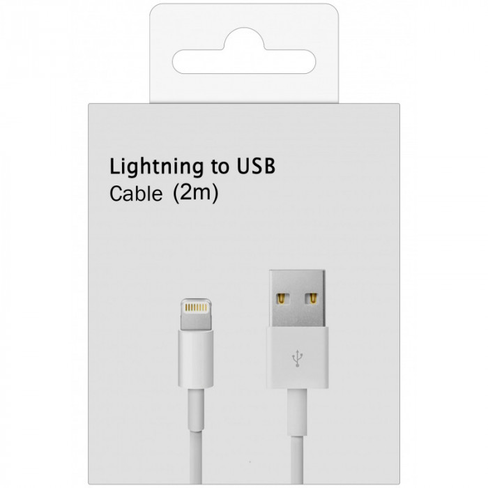 Cablu de date si incarcare USB to Lightning pentru Apple iPhone 5/6/7/8/X/XS/XSMAX/XR, 2M, Blister