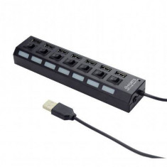 Hub USB Gembird UHB-U2P7-03 7-port USB 2.0 Negru foto