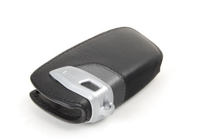 Husa Piele Cheie BMW Key Fob, Negru / Gri foto