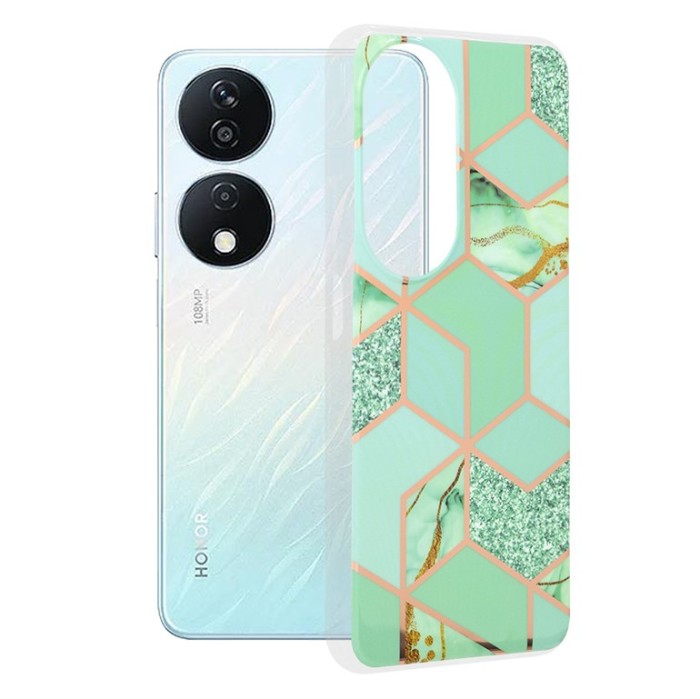 Husa silicon Honor X7b X7b 5G 90 SMART Techsuit - Marble Series Green Hex