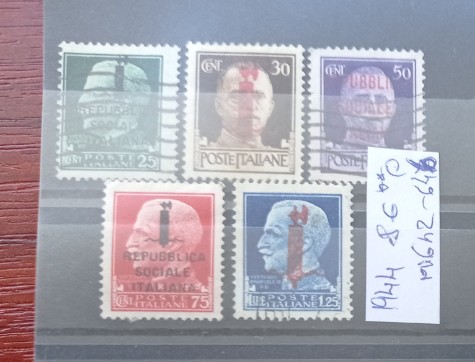 TS21 - Timbre serie Italia 1944 mi642-646