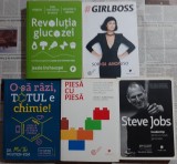 5 vol. ed. Publica (Jay Elliot Steve Jobs, Lego piesa cu piesa, Sophia Amoruso Girlboss, Revolutia glucozei, Nguyen-Kim O sa razi totul e chimie)