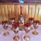 Set - Vin - Cristal Bohemia - rosu - pictat manual - 6 persoane