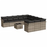 Set canapele de gradina cu perne, 12piese gri deschis poliratan