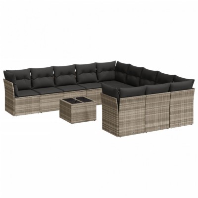 Set canapele de gradina cu perne, 12piese gri deschis poliratan foto