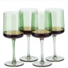 Set 4 Pahare Vin Navaris, 400 ml, cu picior, verde, design modern, 56212.05