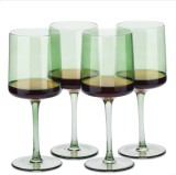Set 4 Pahare Vin Navaris, 400 ml, cu picior, verde, design modern, 56212.05